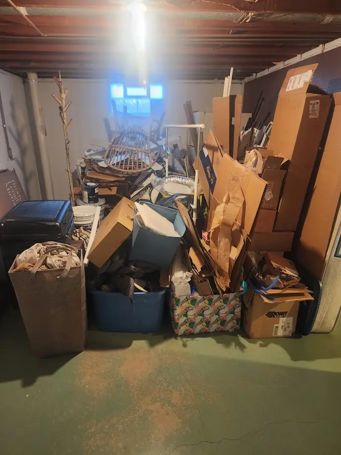 Roll-off dumpster container at job site for 4 Yard Dumpster Rental in Lawndale